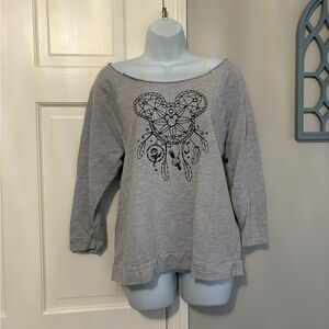 Next Level Apparel Gray Heart Dreamcatcher Long Sleeve Top